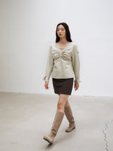 PINTUCK POINT BLOUSE [ MINT GRAY ]