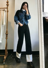 セミワイドフィットデニムパンツ/SEMI WIDE FIT BLACK+WHITE DENIM PANTS [17723]