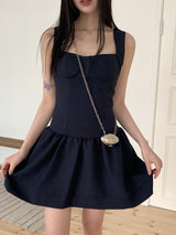 レノアハートネックミニスリーブレスワンピース/ Lenoa Heart Neck Mini Sleeveless One Piece