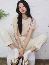 ムーンバニークロップTシャツ/MOON BUNNY CROP T-SHIRT LIGHT PEACH (6586881998966)