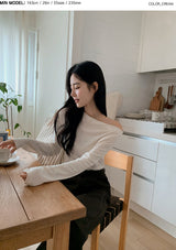 ドレープオフショルダー長袖Tシャツ
