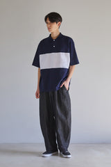インサイズドカラーブロックピケTシャツ/Incised Color Block Pique Tee (Navy)