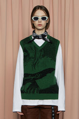 GRAPHIC KNIT VEST / GREEN