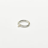 Solid Cube Pearl Open Ring