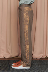 TIE-DYE BLOCK DENIM PANTS / BROWN