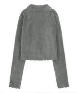 [NF] MIXED VELOUR 2 WAY JACKET (BLUE-GRAY)_F23ZA949