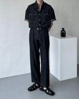 ECTフェイクデニムワイドパンツ / ECT Fake Denim Wide Pants (Set - Up / 1 color)