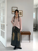 Town Scarf Set Striped Linen Long Sleeve T-Shirt