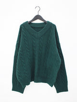ウールビッグツイストV-ネックニット / Wool big twist V-neck knit (6color)