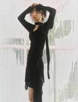 Shirring Cowl Neck Blouse (BLACK)