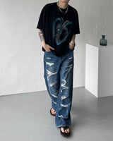 チェンデストロイデニムパンツ / Chen Destroyed Denim Pants (M ~ XL)