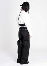 Raw Edge Elastic Pants