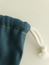Two tone string pouch - teal blue L