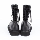 フロントジッパーバックレースアップサンダル / DAVID STONE FRONT ZIPPER BACK LACE UP SANDALS (all black)