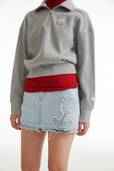 チェリープラネットデニムスカート / CHERRY PLANT DENIM SKIRT [LIGHT BLUE]