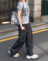 ロマンティックスポーティブロックコアレタリング半袖Tシャツ