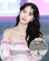  Modern Heart Rhinestone Layered Necklace - Gold Color (VIVIZ Sinb, Oh My Girl YooA, STAYC Seeun Necklace)