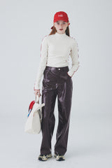 ビーガンレザーワイドパンツ / Vegan Leather Wide Pants [Dark Burgundy]