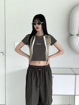 メトムレッグシャーリングバスロックナイロンツーウェイジョガーパンツ/ Methom Leg Shirring Baslock Nylon Two Way Jogger Pants