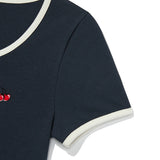 SMALL CHERRY ROUND NECK DRESS [DARK NAVY]