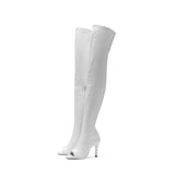 Thigh High Open Toe Heel Boots(White)