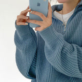 Quarter Zip Waffle Knit Top
