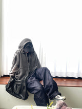 Hoshi mesh hooded knit zip-up