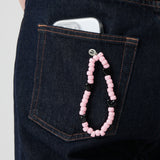 ペブルフォンストラップキーリング / PINK BLACK PEBBLE PHONE STRAP KEY RING