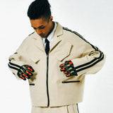 [UNISEX] サテントリムパッデッドレーシングジャケット