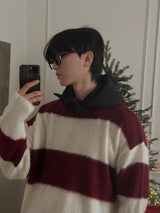 ASCLO モヘアブラッシュボーダーニット