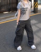 ロマンティックスポーティブロックコアレタリング半袖Tシャツ