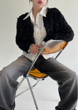 ノーボタンファークロップカーディガン/Nor Button Fur Crop Cardigan (3color)