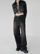 ローズレザークロップジャケット / Rose Leather Crop Jacket (2color)