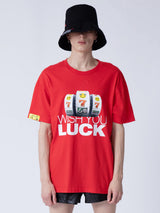ウィッシュユーラックTシャツ/WISH YOU LUCK 1/2 T-SHIRT_RED