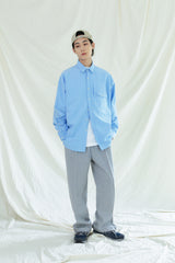 ユーティリティポケットオックスフォードシャツ / UTILITY CURVED POCKET OXFORD SHIRT SKYBLUE (6554666827894)