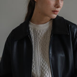 Leather Bomber Jacket - Black