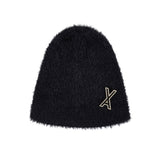 VA Brooch Soft Angora Beanie Black