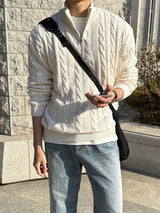 ローワーツイストセミジップアップニットウェア / Lower Twisted Semi-Zip-Up Knitwear (4 colors)