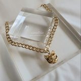 Melbie The Cat Series - Cat face Bold Chain Choker Necklace (Gold ver.)