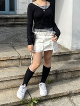 マルチアンバランスポケットストリングカーゴミニスカート / Multi-Unbalanced Pocket String Cargo Mini Skirt