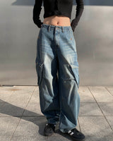 Oval cargo denim pants
