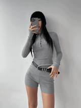 ツーピースリブスリムパンツ (Belt included)