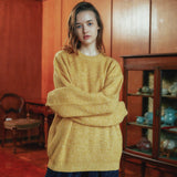 Over fit wool crew neck melange knit (6622869225590)