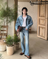 Lavender crop denim jacket (2 color) (6694661292150)