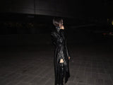 Double leather long coat