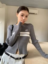 double zip knit cardigan