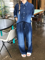 Deep ocean denim set up pants 
