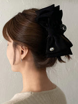 oar Vintage Cameo Ribbon Hair Claw [Black]