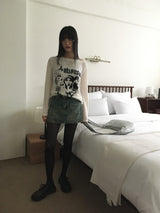 Koga see-through printed boat neck knit t-shirt