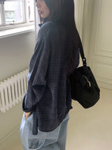Contw Vintage Linen Boxy Check Shirt